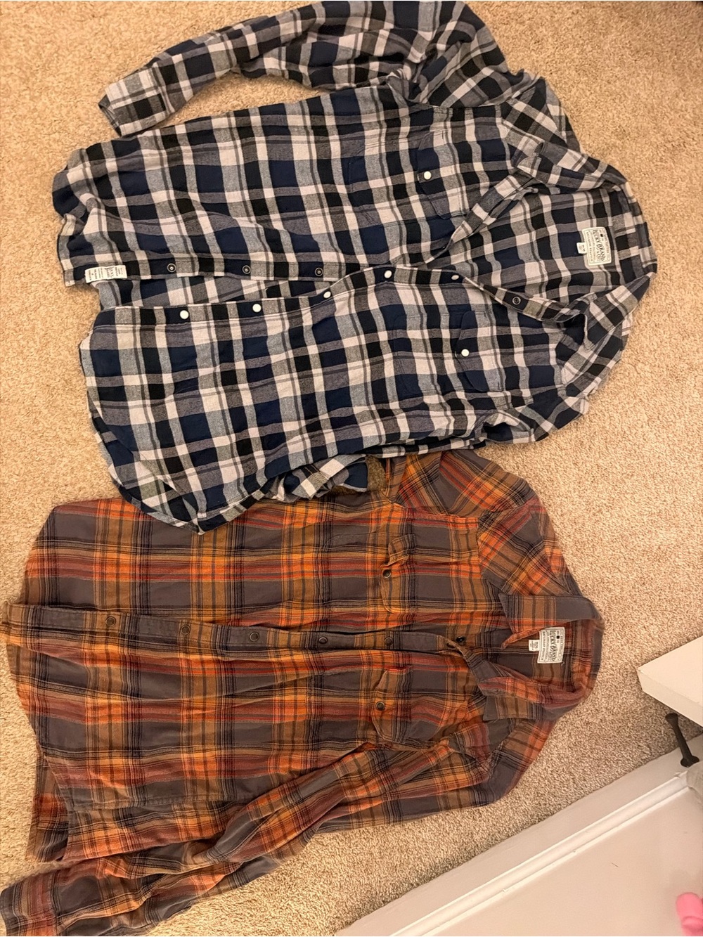 Lucky Brand Men’s Plaid Button-Down Shirts - Navy/White & Orange/Brown